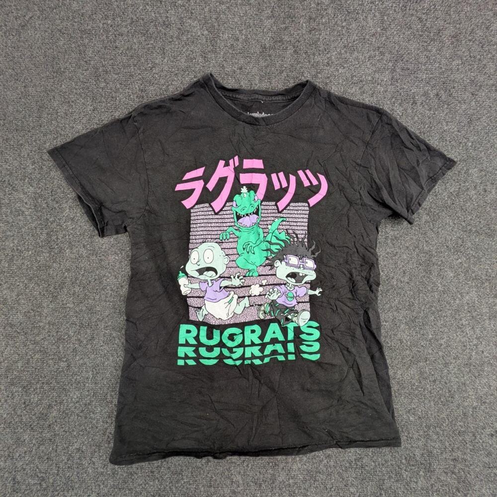 Nickelodeon Rugrats T Shirt Womens M Black Reptar Japanese Pullover Graphic Tee